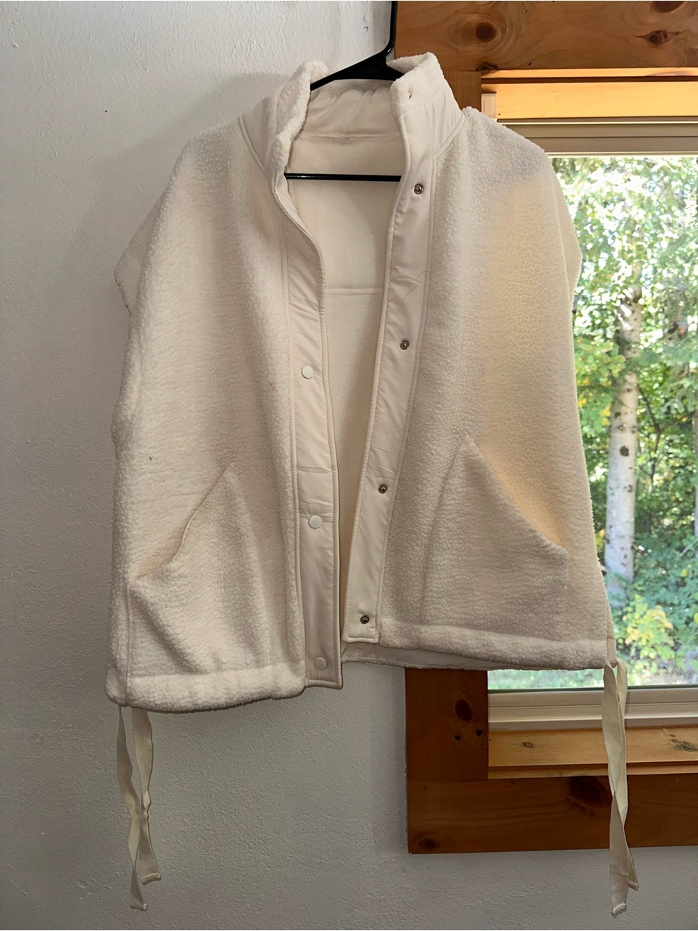 Women's Cream Sherpa Teddy Jacket Vest - Snap Front
